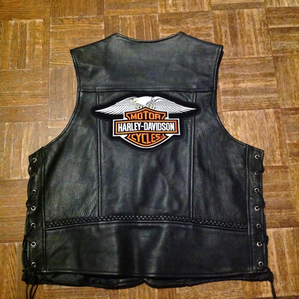 XXL Harley Davidson leather biker vest